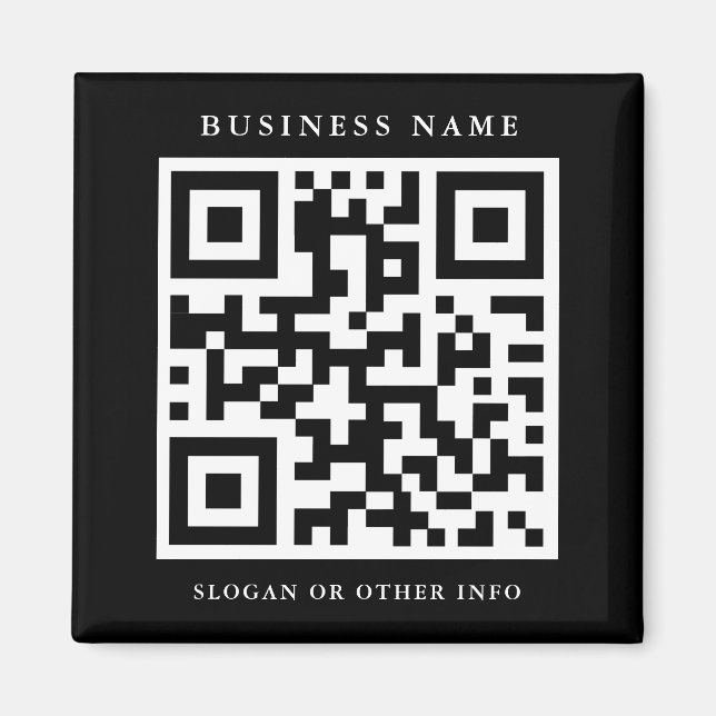 QR Code Black Simple Business Magnet (Vorne)