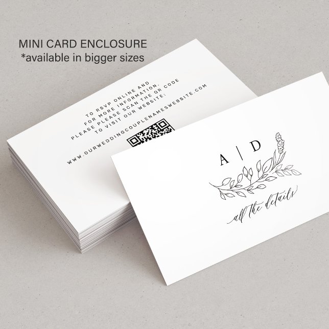 QR code black white monogram wedding details Begleitkarte (Von Creator hochgeladen)