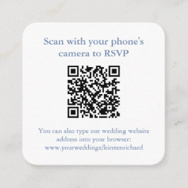 QR-Code Blau-Chinesisch-Vase-Hochzeit RSVP Begleitkarte