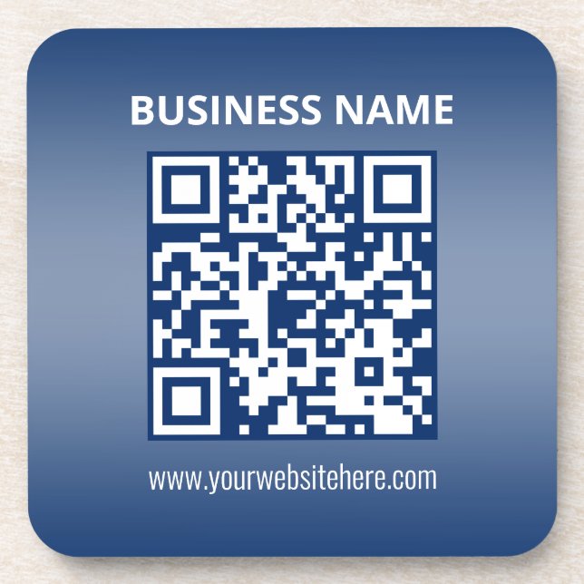 QR-Code | Blau (oder eine beliebige Farbe) strahle Getränkeuntersetzer (Vorderseite)