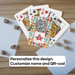 QR-Code Blau Orange Grunge Kreis Abstract Modern Spielkarten