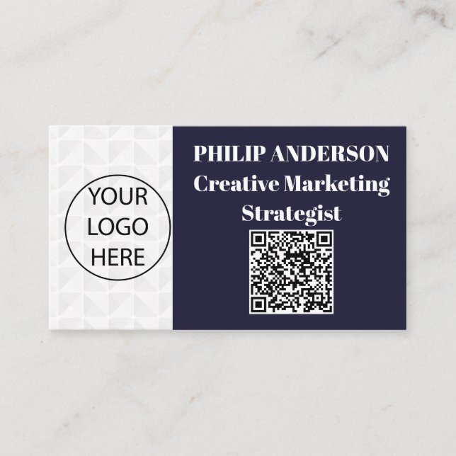 Qr-Code Blau- und weiße Visitenkarte (Vorderseite)