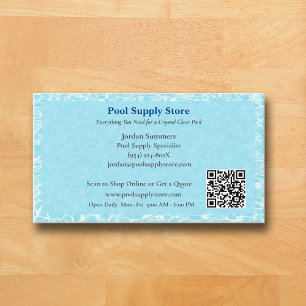 QR-Code Blaues Schwimmbadwasser Poolunternehmer Visitenkarte