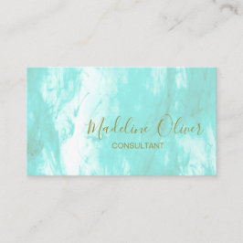 QR Code Blue Aqua Moderne Wasserfarbe Visitenkarte