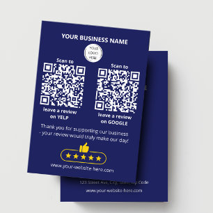 QR-Code Blue Business Review GOOGLE und YELP Visitenkarte