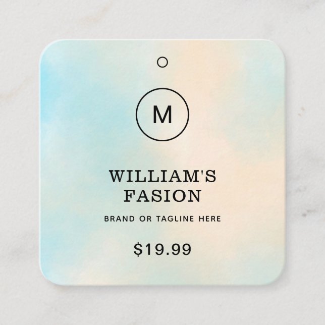 QR-Code | Blue Cloud Label Price Hang Tag (Vorderseite)
