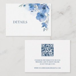 QR Code Blue Watercolor Flower  Begleitkarte