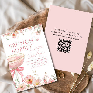 QR-Code Blumenstanze und Brautparty für Bubbly Einladung