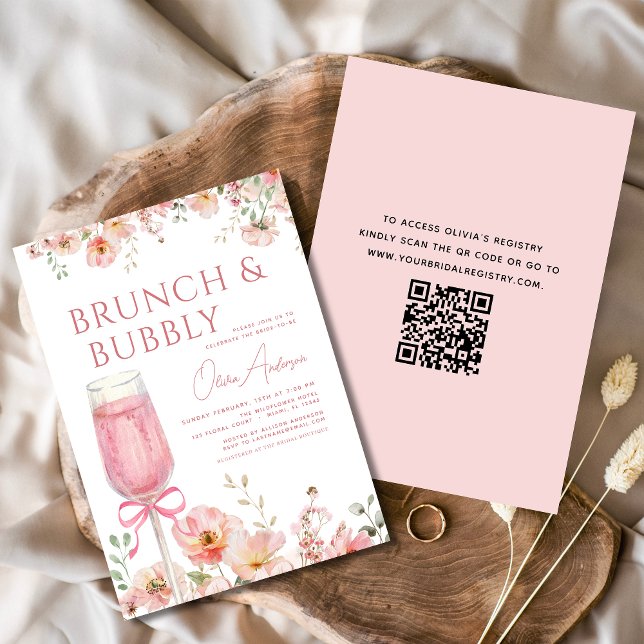 QR-Code Blumenstanze und Brautparty für Bubbly Einladung (Von Creator hochgeladen)