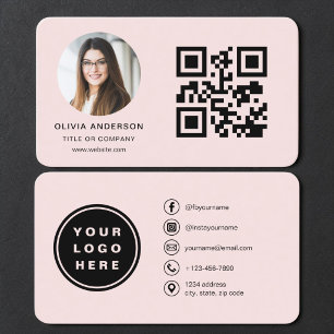 QR-Code Blush-Pink-Foto Visitenkarte