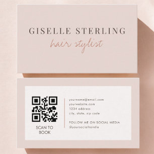 QR-Code Blush Pink Haarstylist Visitenkarte
