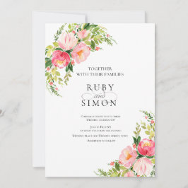 QR Code Bohemian Watercolor Floral Wreath Wedding Einladung