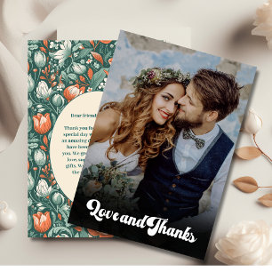 QR-Code Boho Chic Retro Farbige Florale Hochzeit Einladung