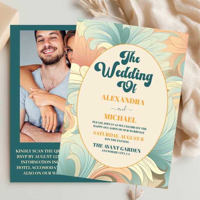 QR Code Boho Retro farbenfrohe Blumenhochzeit Einladung (Von Creator hochgeladen)