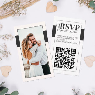 QR Code bold minimal photo online RSVP Enclosure Begleitkarte