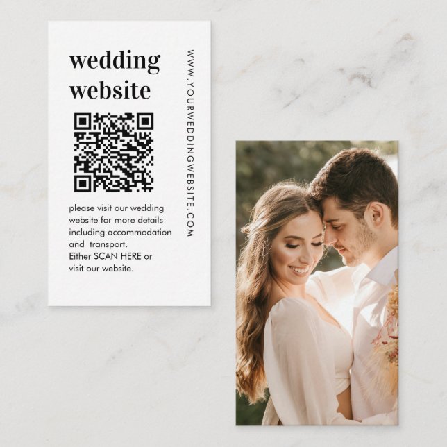 QR Code Bold Wedding Website Enclosure Card Begleitkarte (Vorne/Hinten)