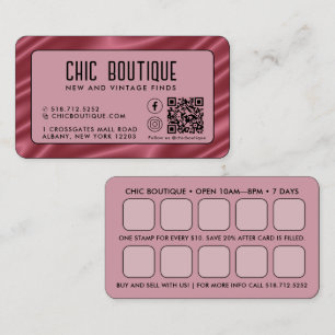 QR-Code-Bonuskarte für Rosa Satin Visitenkarte