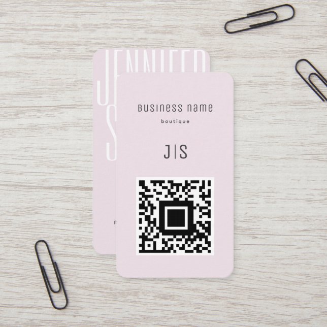 QR-Code-Boutique Elegantes Minimalistisches Monogr Visitenkarte (Vorderseite/Rückseite Beispiel)
