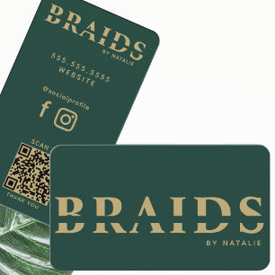 QR Code Braids Beauty Salon Braiding Frisör Visitenkarte