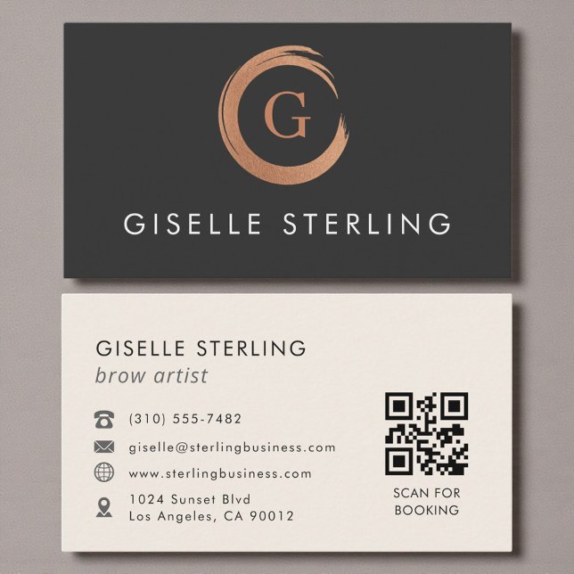 QR-Code-Brauen-Künstler Modern Minimalistisch Visitenkarte (Von Creator hochgeladen)