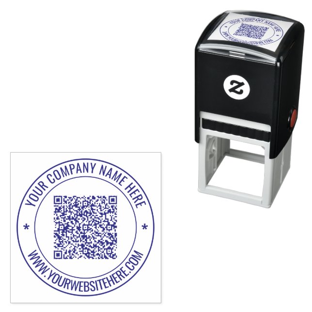QR Code Briefmarke Firmenname Website Unternehmen Permastempel (Beispiel)
