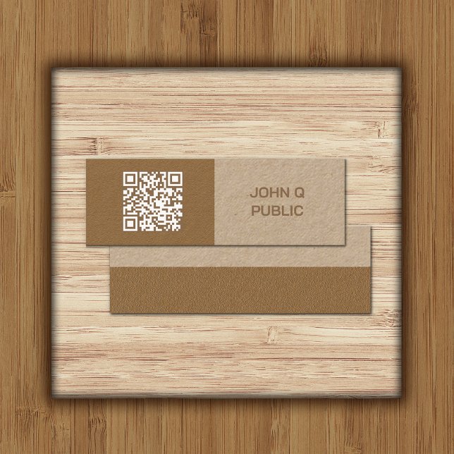 QR Code Brown Business Card Mini Visitenkarte (Von Creator hochgeladen)
