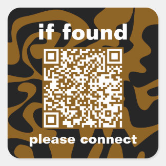 QR Code brown groovy lost found Quadratischer Aufkleber