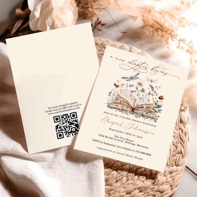 QR Code Buch Neues Kapitel beginnt Brautparty Einladung (Von Creator hochgeladen)