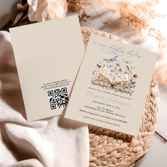 QR Code Buch Neues Kapitel beginnt Brautparty Einladung (Von Creator hochgeladen)