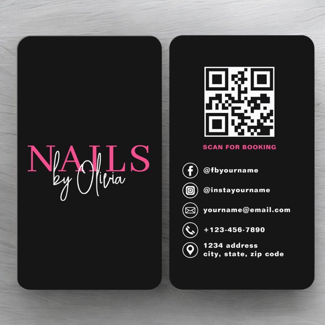 QR-Code-Buchung für Nageltechniker Visitenkarte (Von Creator hochgeladen)
