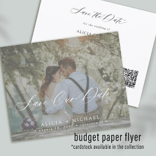 QR CODE Budget elegantes Hochzeitsfoto Save-the-Da Flyer