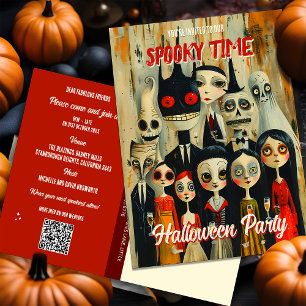 QR-Code Budget Halloween-Party-Einladung Postkarte