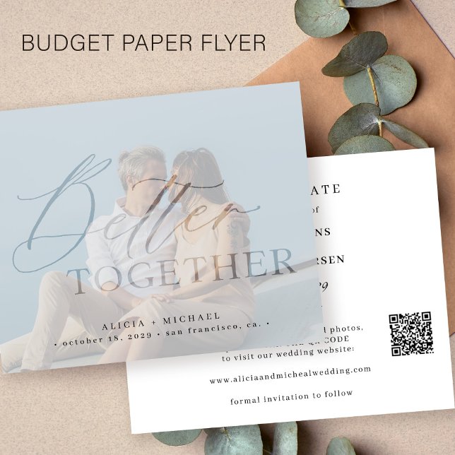 QR CODE Budget moderne Foto Hochzeit Save-the-Date Flyer (Von Creator hochgeladen)