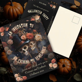 QR-Code-Budget-Skelette-RSVP-Halloween-Einladung Postkarte