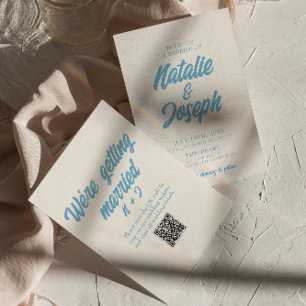 QR-Code Bunt Retro Hell Lustig Modern Hochzeit Einladung