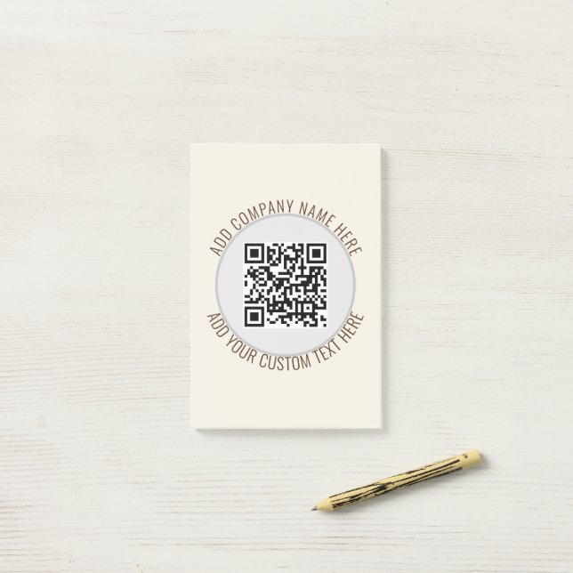 QR-Code Büro Schule Minimalistisch Einfach Grau Post-it Klebezettel (Auf Schreibtisch)
