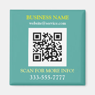 QR Code, Bus. Name Promo, gelb, Aquamarin Magnet