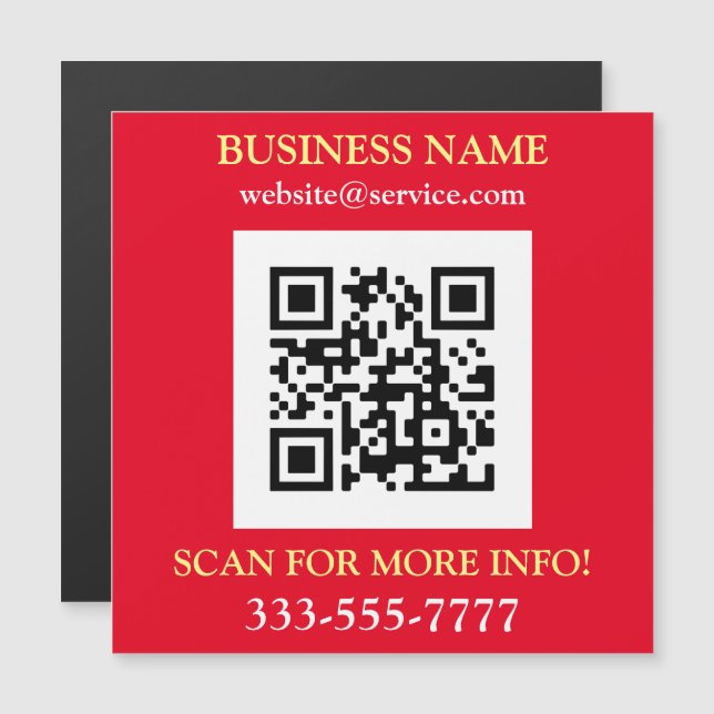 QR Code, Bus. Name Promo, gelb, rot Magnetkarte (Vorne/Hinten)