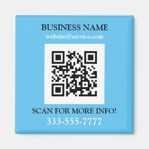 QR Code, Bus. Name Promo, gelber weißer Himmel Bla Magnet
