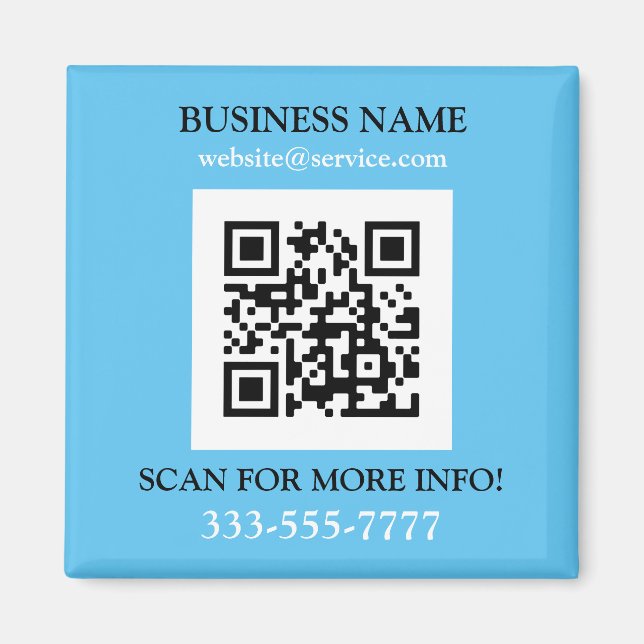QR Code, Bus. Name Promo, gelber weißer Himmel Bla Magnet (Vorne)