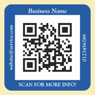 QR Code Bus. Name Website Promo, Deep Blue Quadratischer Aufkleber
