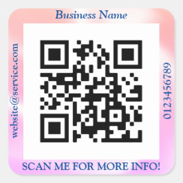 QR Code Bus. Name Website Promo, Iridescent Vs 3 Quadratischer Aufkleber