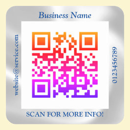 QR Code Bus. Name Website Promo, Iridescent Vs 5 Quadratischer Aufkleber