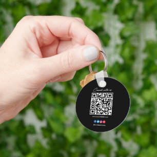 QR Code Business Beruflicher Schwarz-weißer Kreis  Schlüsselanhänger
