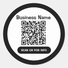 QR Code Business Black and White Elegante einzigar Runder Aufkleber