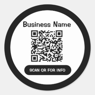 QR Code Business Black and White Elegante einzigar Runder Aufkleber