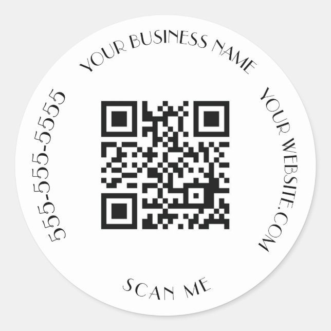 QR Code Business Black Moderne Minimalistische Prü Runder Aufkleber (Vorderseite)