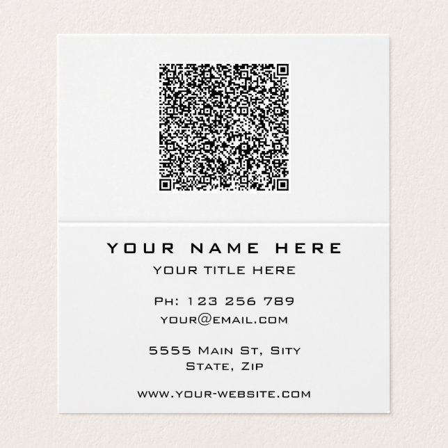 QR-Code Business Card Benutzerdefinierte Farben un Visitenkarten (Außenseite Aufgefaltet)