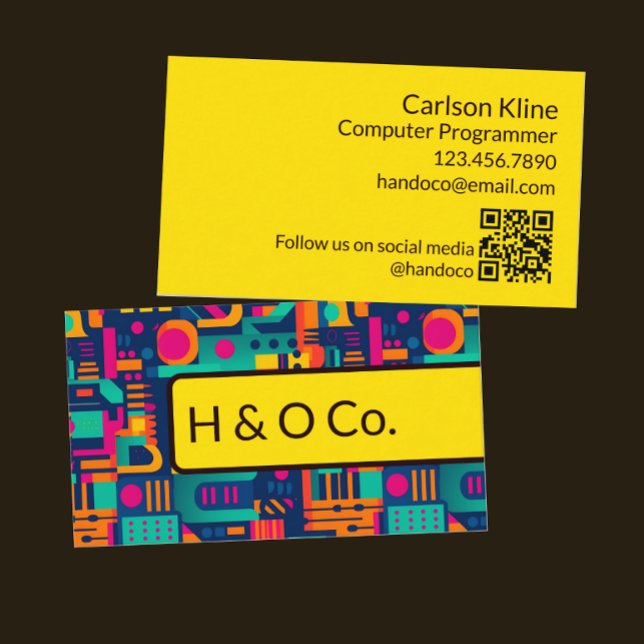 QR Code Business Card für moderne Coding Technolog Visitenkarte (Von Creator hochgeladen)