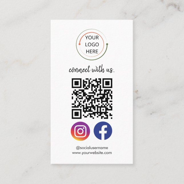 QR Code Business Card für moderne Social Media | W Visitenkarte (Vorderseite)